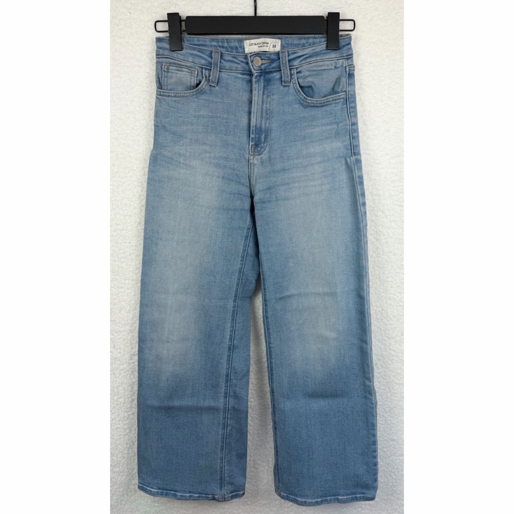 JUST BLACK DENIM • Blue Light Wash High-Waisted Wide-Leg Jeans, 25 - Picture 7 of 14